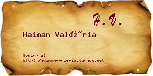 Haiman Valéria névjegykártya